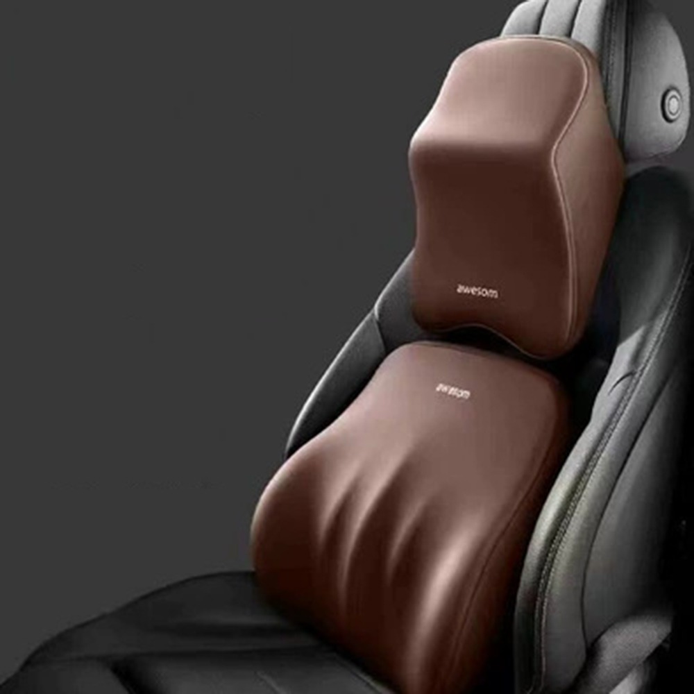 Ergonomic Car Neck Pillow Anti-fatigue Adjustable Protective Lumbar Support Memory Cotton Multifunctional Neck Rest Cushion Home: Brown