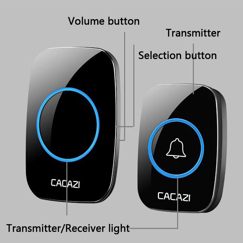 Wireless Door Bell Remote Button Plug in Receiver Doorbell Extra Long Range