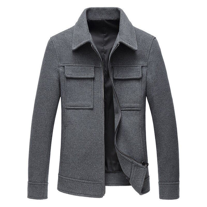 Efterår vinter kort ulden frakke herre slim uld jakke langærmet casual kaki overfrakker mandlige tyk plus size blanding frakke 3xl 4xl