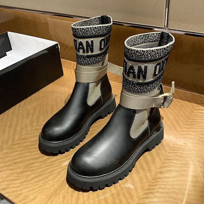 Herfst Winter Mode Martin Laarzen Vrouwen Schoenen Veelzijdige Platform Enkellaars Comfortabel Warm Houden Snowboots 267: Khaki / 35