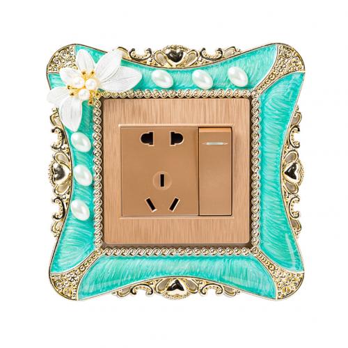 8.6*8.6cm Plastic Switch Sticker Square Switch Cover Wall Light Sockets Stickers DIY Wall Decor Switch Sleeve Home Decor: Green