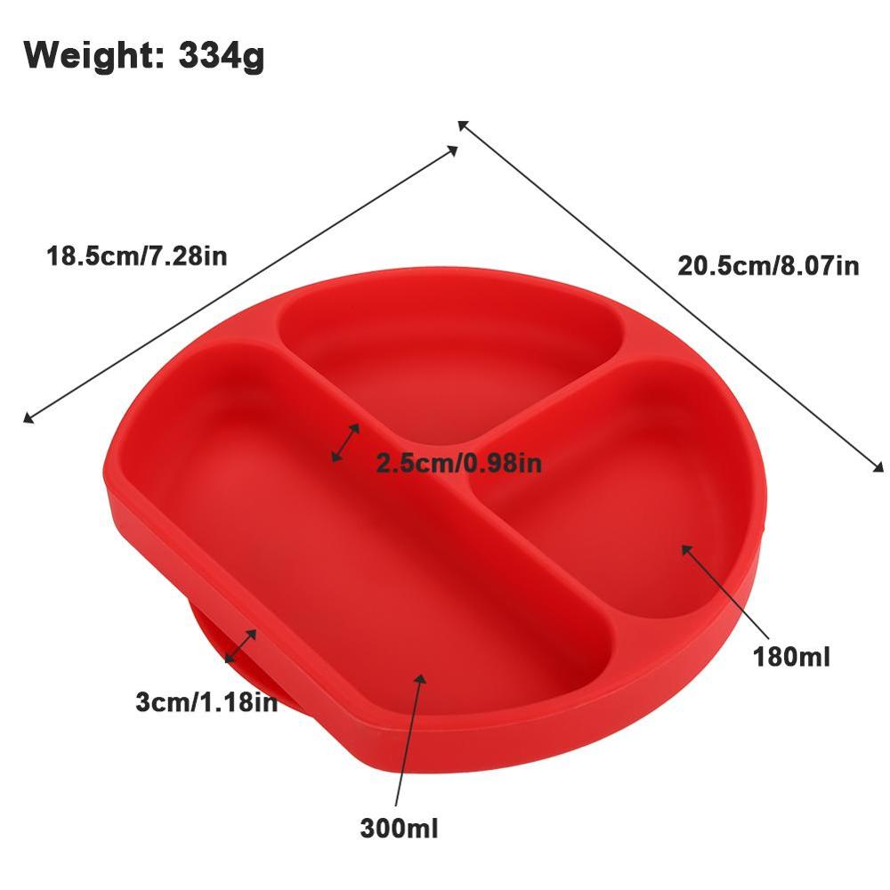 Baby Dishes Smiling Silicone Plate With Suction Cup Strong Sticky Divided Silicone Food Plate Children's Section Feeding Plate: Type A Red