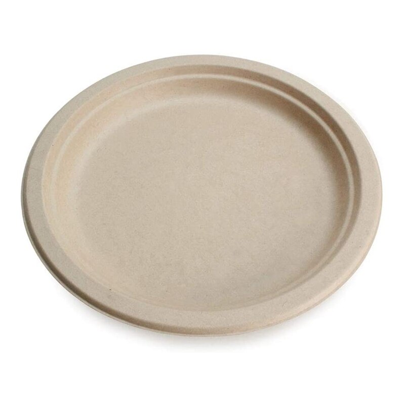 100% Compostable Disposable Paper Plates Bulk 9 Inch 50 Pack, Bamboo Plates, Eco Friendly, Biodegradable: Default Title
