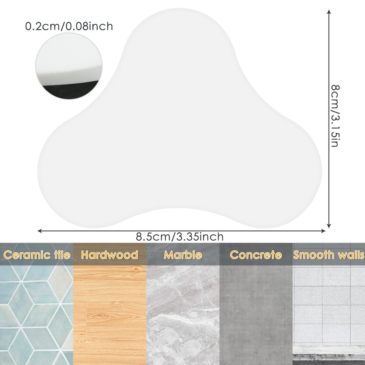 12pcs Rug Gripper Carpet Anti Slip Anti Curling Patch Reusable Washable Carpet Patch Fixed Sticker Floor Rug Mat Tape Corner Pad: white-large