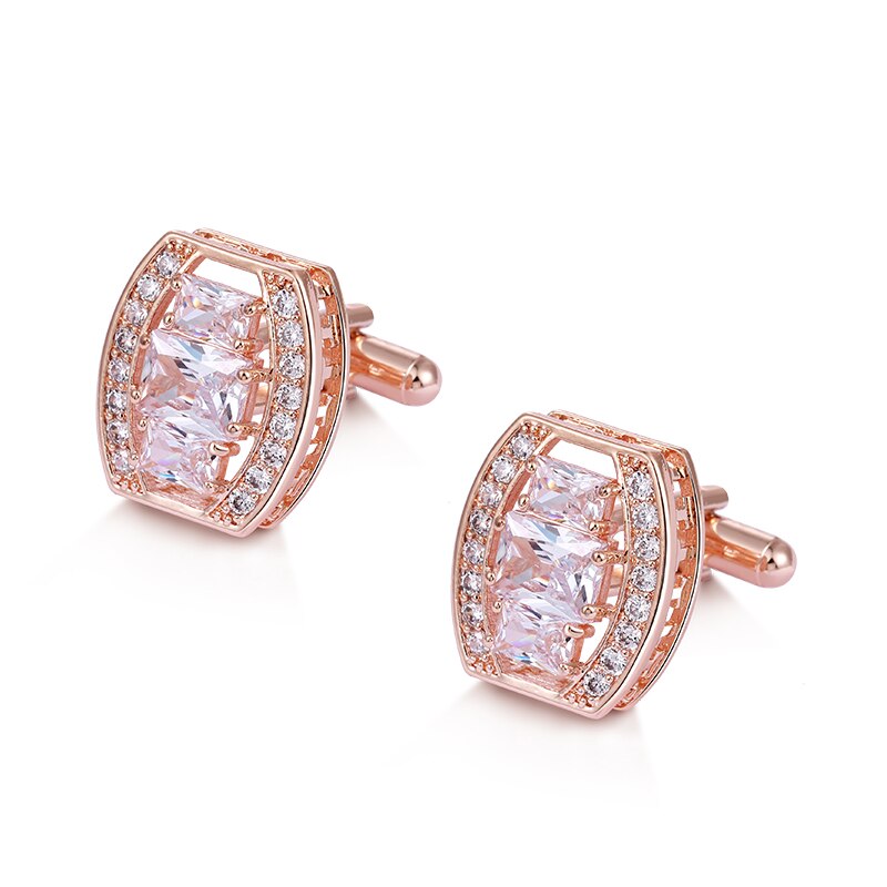 Weimanjingdian Prachtige Kussen Cut Zirconia Ovale Manchetknopen Voor Mannen In Wit/Rose Gold kleuren