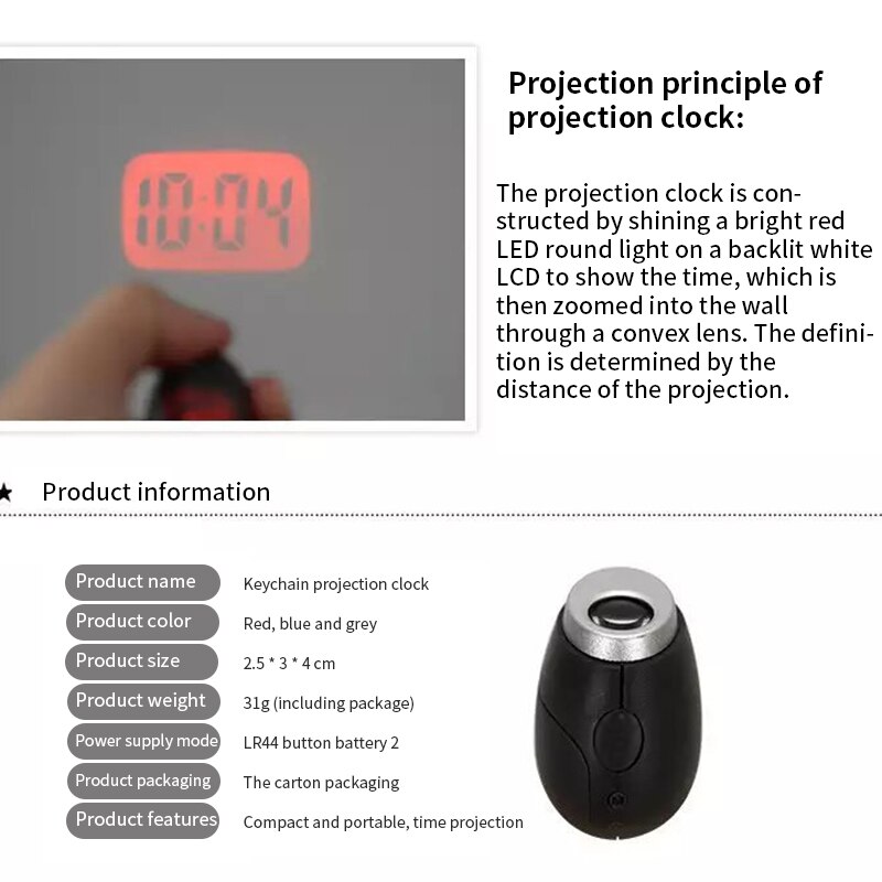 Mini montre projecteur lampe de projecteur | Bracelet de Projection numérique, corde suspendue, petite horloge Portable, haute intensité,