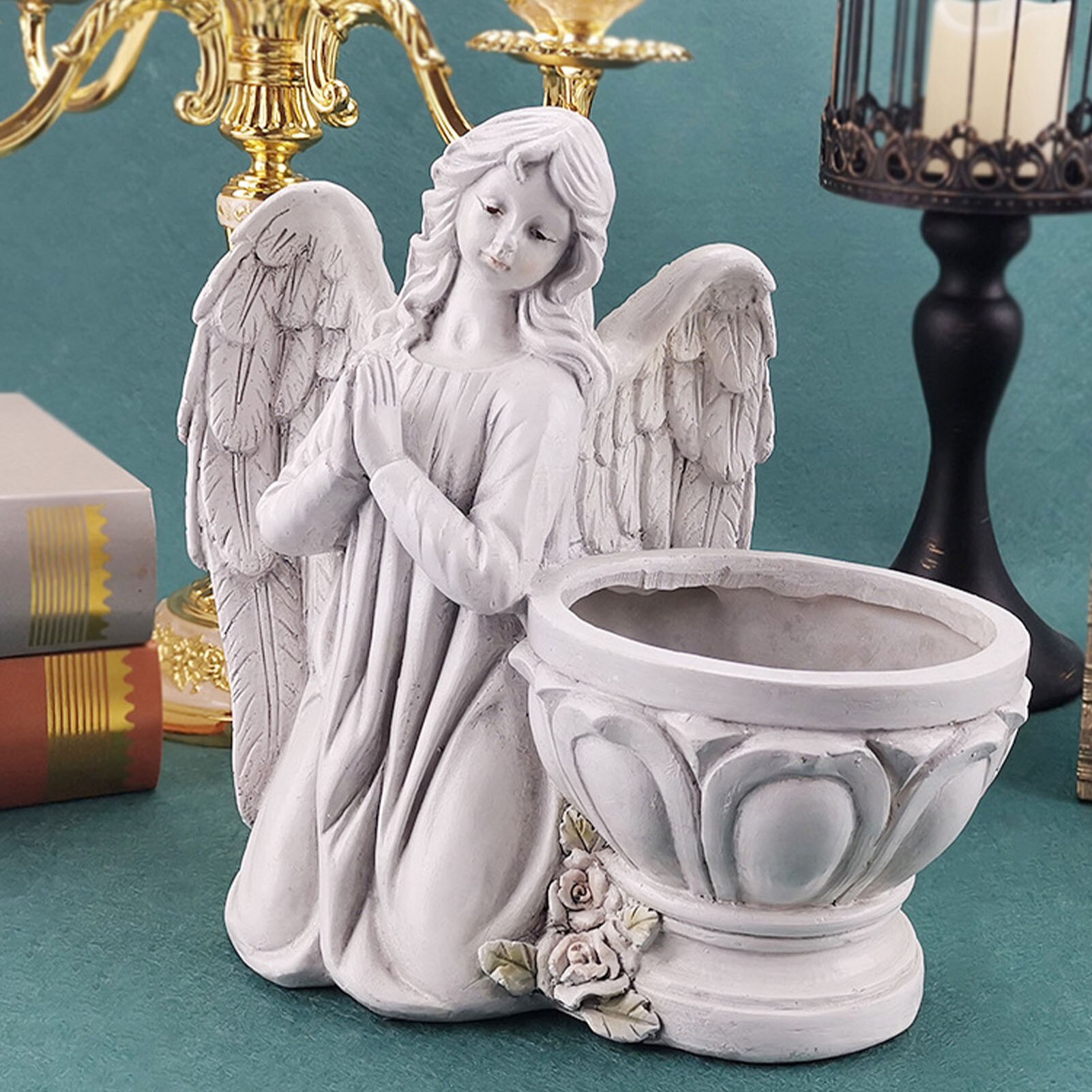 Praying Angel Planter Garden Angel Succulent Pot Plant Holder European Resin Crafts Indoor And Outdoor Flower Tank Desk Ornament