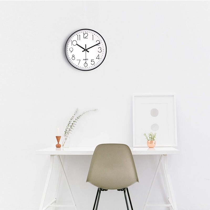 10 Inch Silent Non-Ticking Wall Clock,Battery Operated, Decorative for Kitchen Office School Home Living Room Bedroom