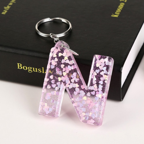1 Pc Sleutelhanger Engels Brief Sleutelhanger 26 Engels Woord Glitter Hars Een Q Handtas Bedels Voor Vrouw