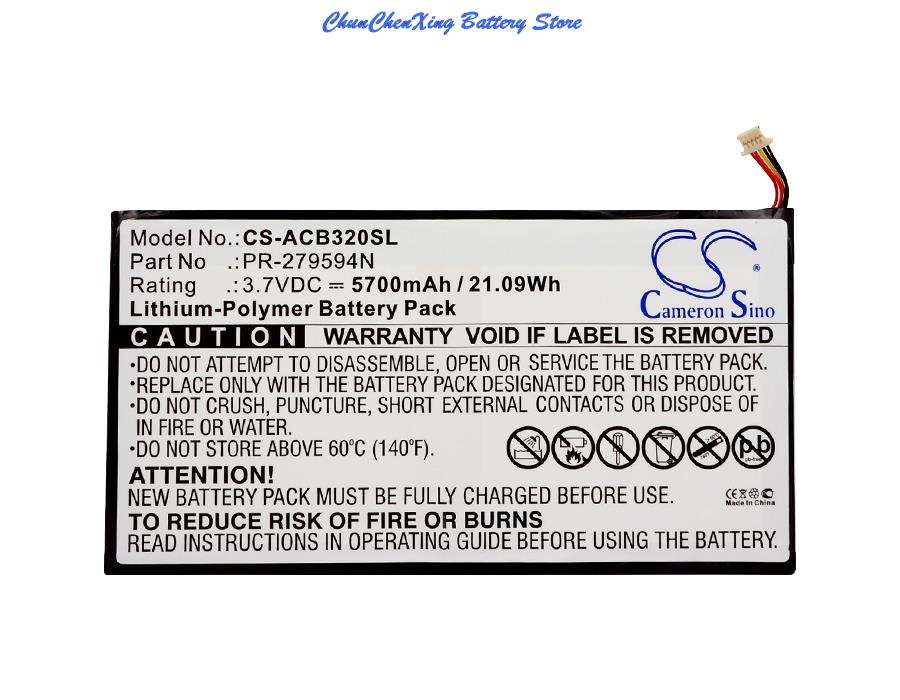 Cameron Sino 5700mAh PR-279594N baterii dla Acer A5008, Iconia jeden 10 B3-A20, Iconia jeden 10 B3-A30, Iconia 10 A3-A40