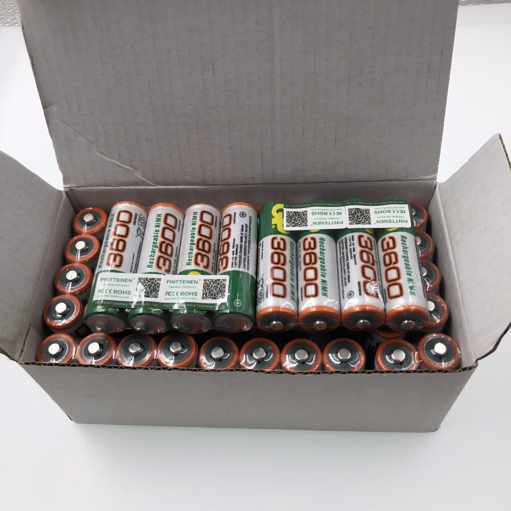 20PCS 100% Rechargeable AA 3600 AA Ni-MH 1.2V 3600mAh Ni-MH 2A Rechargeable Battery Rechargeable Batteries for Camera