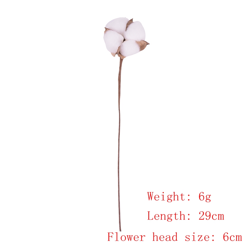 Branche de fleur artificielle en coton naturel, 1 pièce, pour décoration de mariage, noël, couronne faite à la main, fleur de Kapok, fournitures de décoration pour la maison: 1 heads cotton