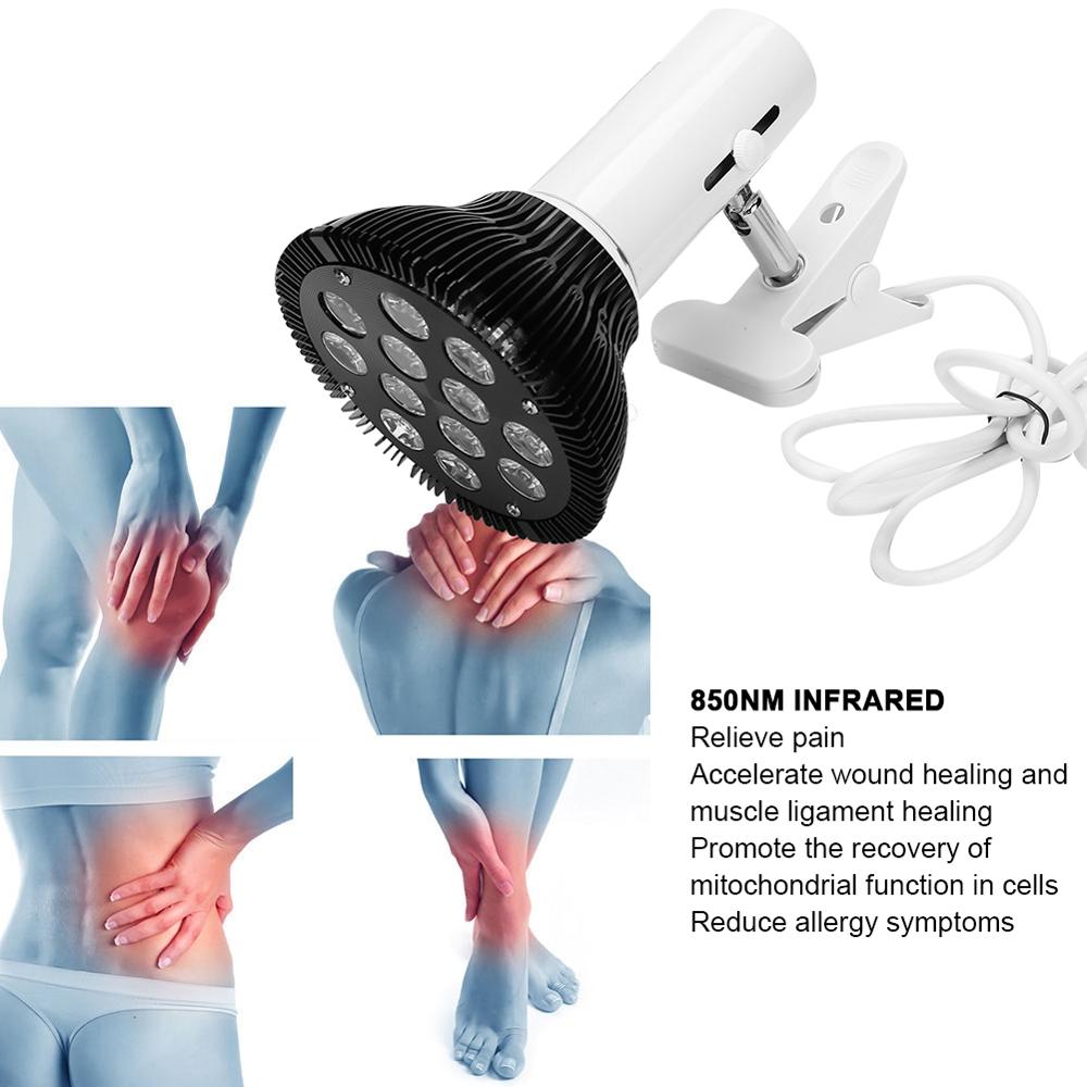 Lámpara de fisioterapia de luz roja, luz LED de 36W, temporizador, terapia de pulso infrarroja, alivio del dolor, recuperación de heridas, cuidado de la salud, enchufe estadounidense