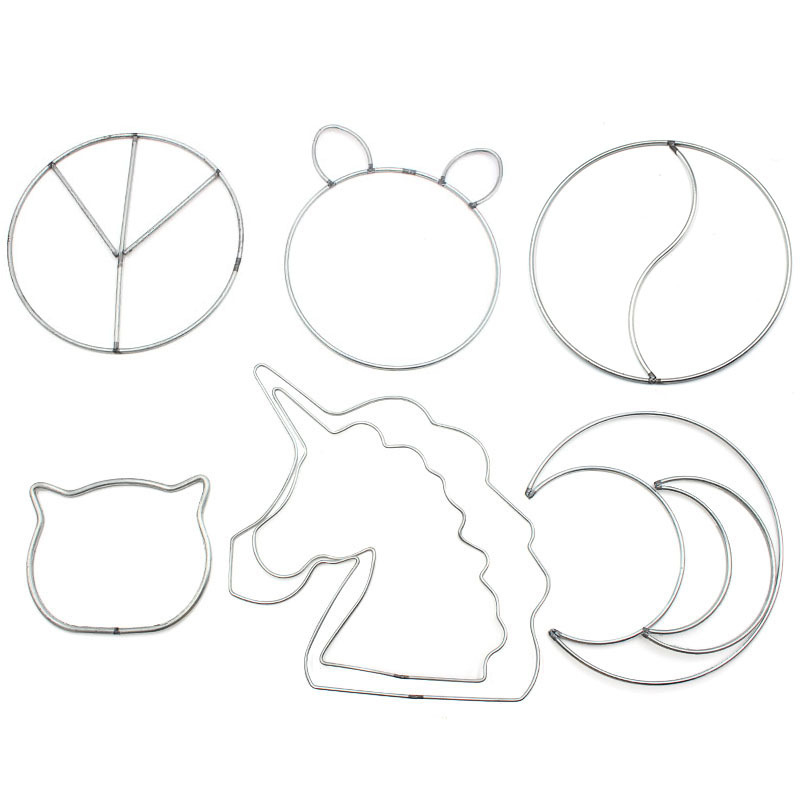 Anneau attrape-rêve en métal, pentagramme, licorne, cœur, macramé, artisanat, bricolage, carillon de mariage, accessoire suspendu