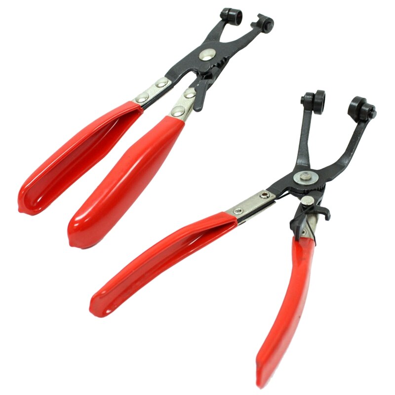 2 Pc Hose Clamp Pliers Tool Set Angle Swivel Jaw Locking Flat Band Coolant Clip