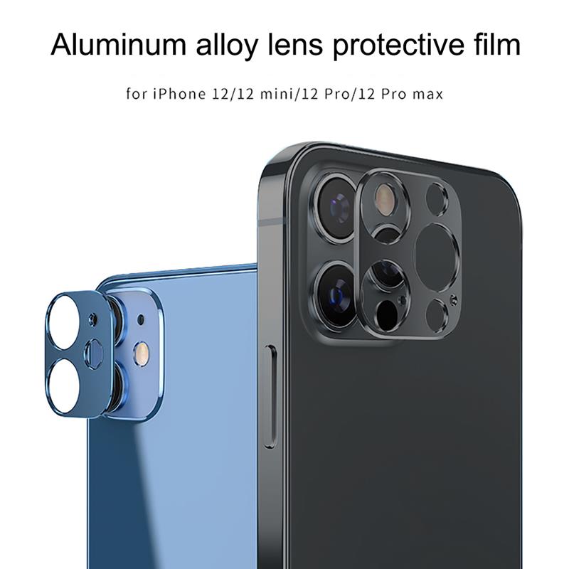 Phone Camera Cover Aluminum Alloy Phone Camera Lens Film Protector, Black, Replacement for iPhone 12