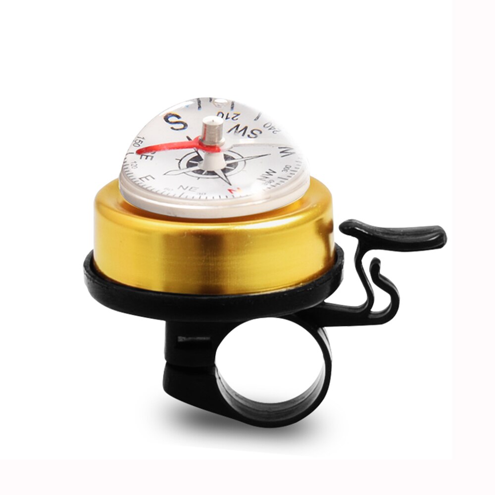 Compass Decoration Bicycle Ring Bell Outdoor Road Mountain Bike Handlebar Horn Bell Safety Drive Cycling Bell Alarm: gold
