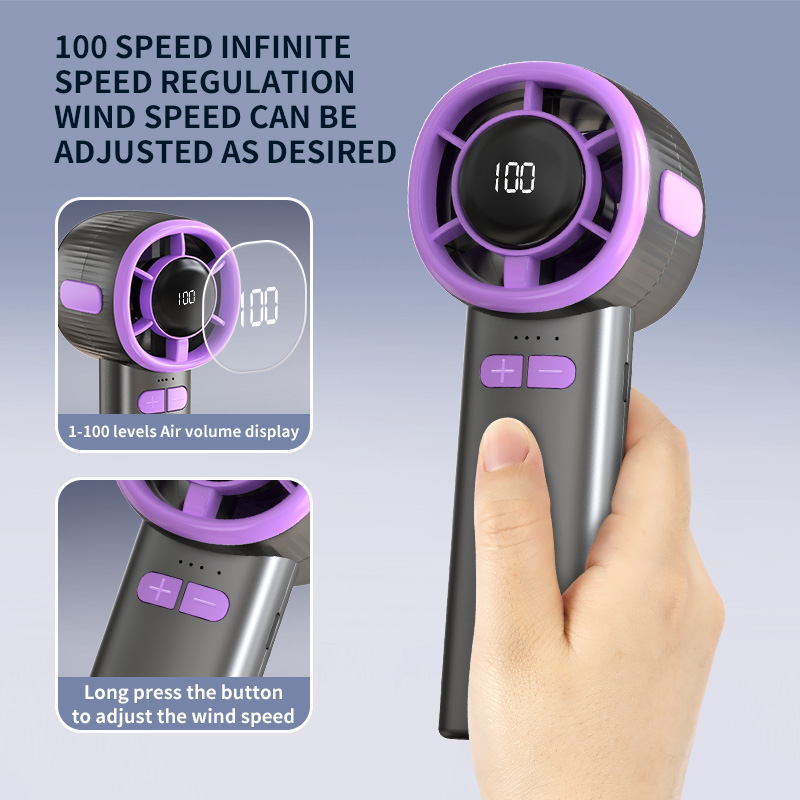 100-Gang-Hochgeschwindigkeits-Digitalanzeige, Eiskühlung, Halbleiterventilator, tragbarer USB-Handventilator, kleiner Ventilator