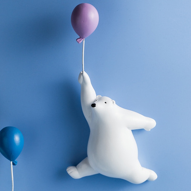 Ballong isbjörn väggdekoration djur skulptur björn staty trädgård blomkruka dekor hem vardagsrum bakgrund vägg hängande
