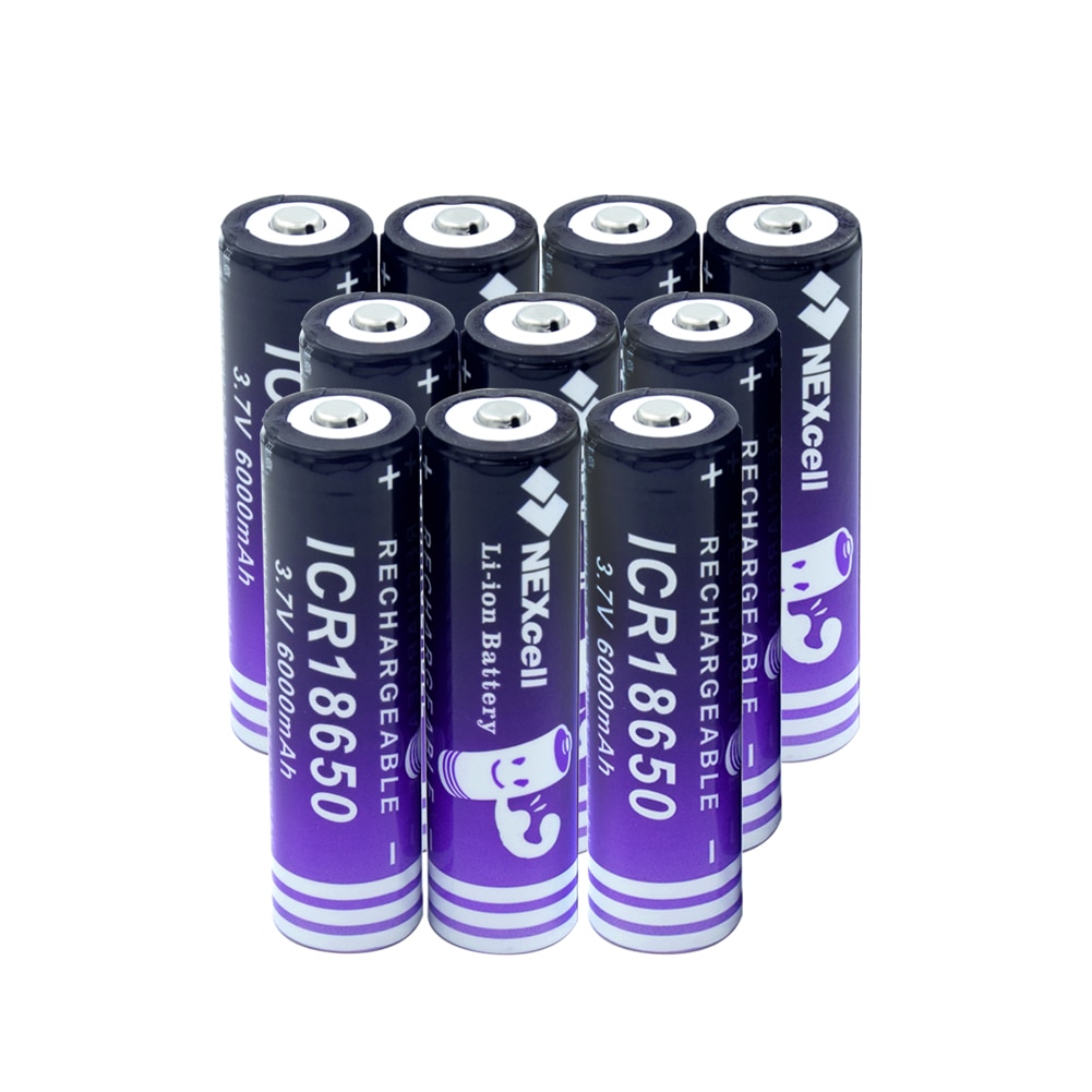 1/2/4/6/8/10 stk 18650 batteri 3.7v 6000 mah kapacitet batteri li-ion genopladelig icr 18650 battericelle til bil/legetøj/lommelygte