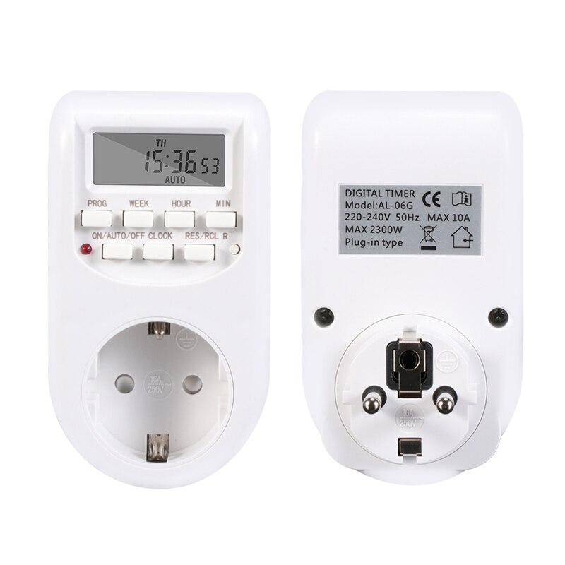 Digital Timer Electronic Switches EU Plug Socket Kitchen Timer Outlet 220V 50HZ 10A Programmable Timing Smart Socket: Default Title