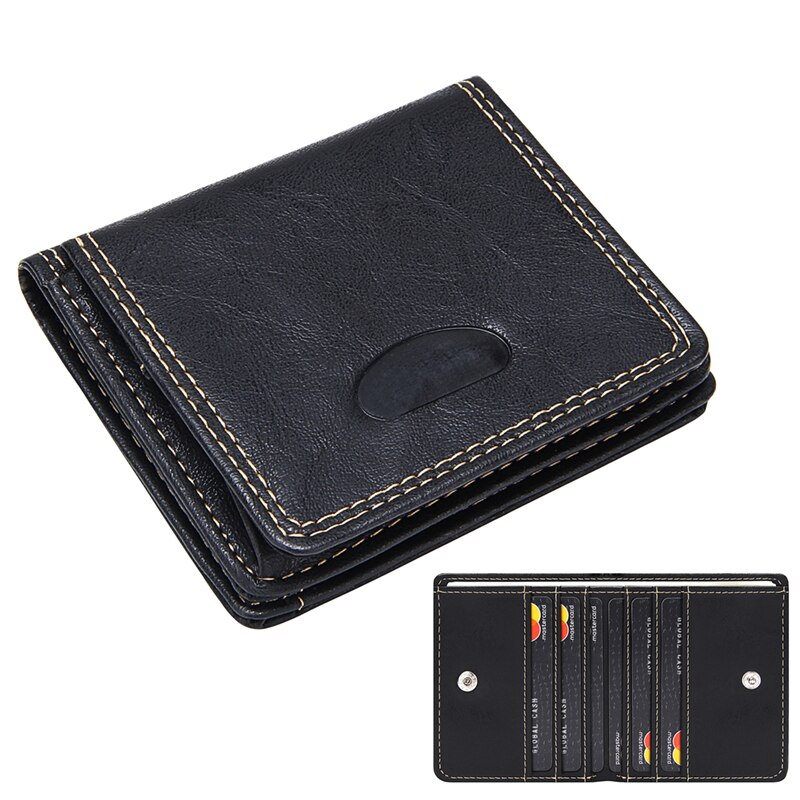 Luxe Heren Portemonnee Lederen Solid Slim Portefeuilles Mannen Pu Leather Bifold Korte Credit Card Houders Portemonnees Zakelijke Portemonnee mannelijke: 8285 Black