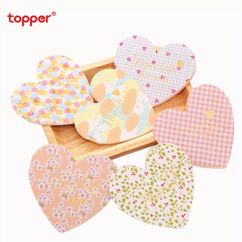 10pcs/set greeting card blessing language cardheart-shaped folding message card birthday business card