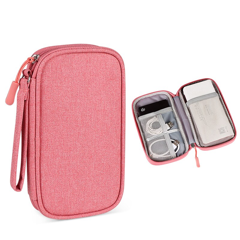 Borsa portatile per banca di potere caricabatterie USB gadget cavi cavi Organizer custodia da viaggio accessori elettronici custodia protettiva: Pink