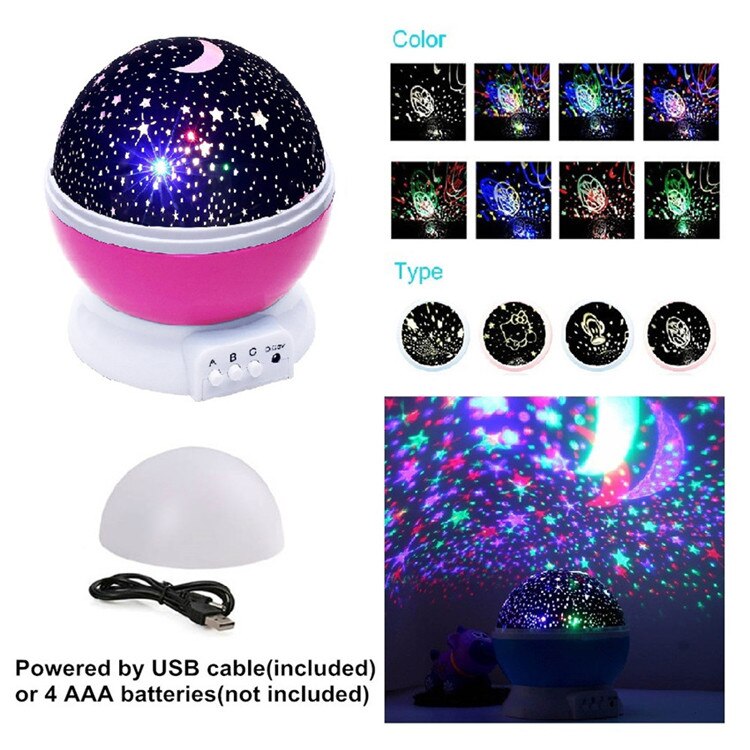Meerdere Stars Sterrenhemel/Oceaan/Universe/Muziekspeler Romantische Led Nachtlampje Projector Kinderen Gaven Kinderen Slaapkamer night Lamp: Stars Starry pink