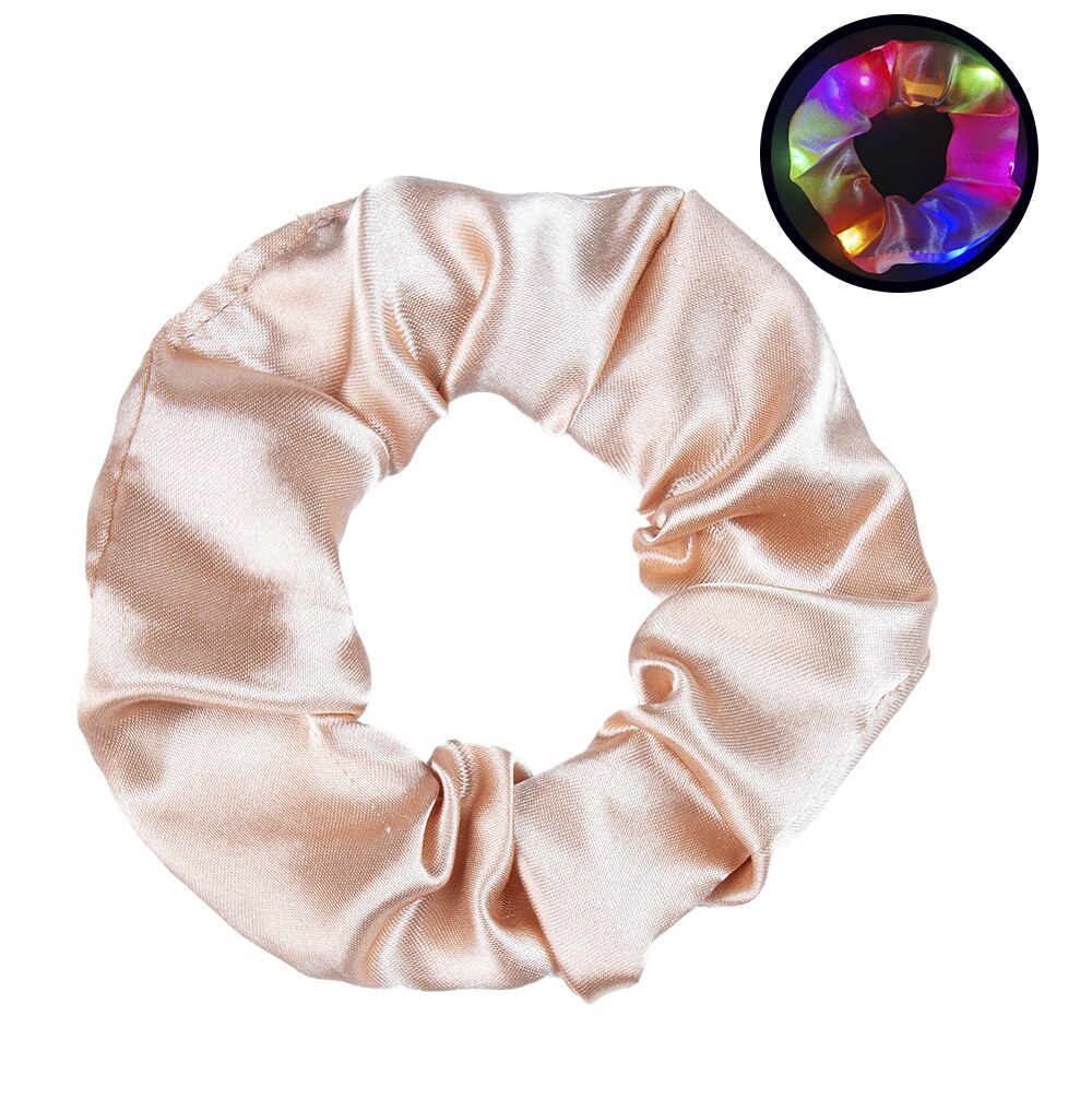 1pc LED Luminous Women Girls Hair Rope Flashing Ponytail Holder Light Up Elastic Hair Bands Hair Accessories Glow Party Supplies: brown