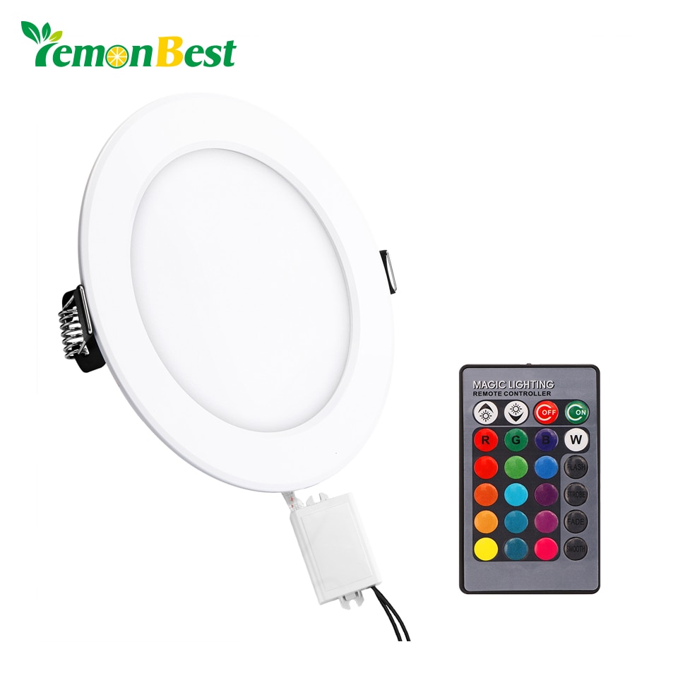 5/10/18W Round RGB LED Panel Light Concealed Recessed Ceiling Lamp With Remote Control AC 85-265V