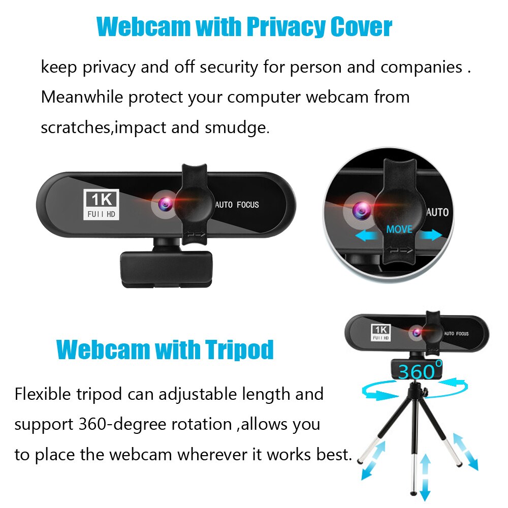 4K 2K 1080p 1K 480P Webcam Autofocus USB Conference PC Web Camera Laptop Desktop for Office Home with Mic HD Web Cam