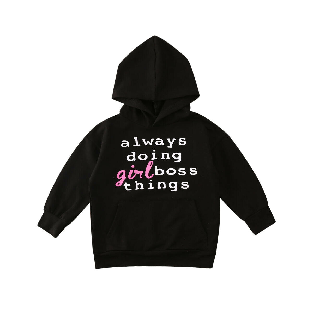 Peuter Baby Meisjes Winter Hooded Kleding Outfits 1-6Y Katoen Brief Print Lange Mouwen Hoodie Top T-shirt Trainingspak: Black / 6T