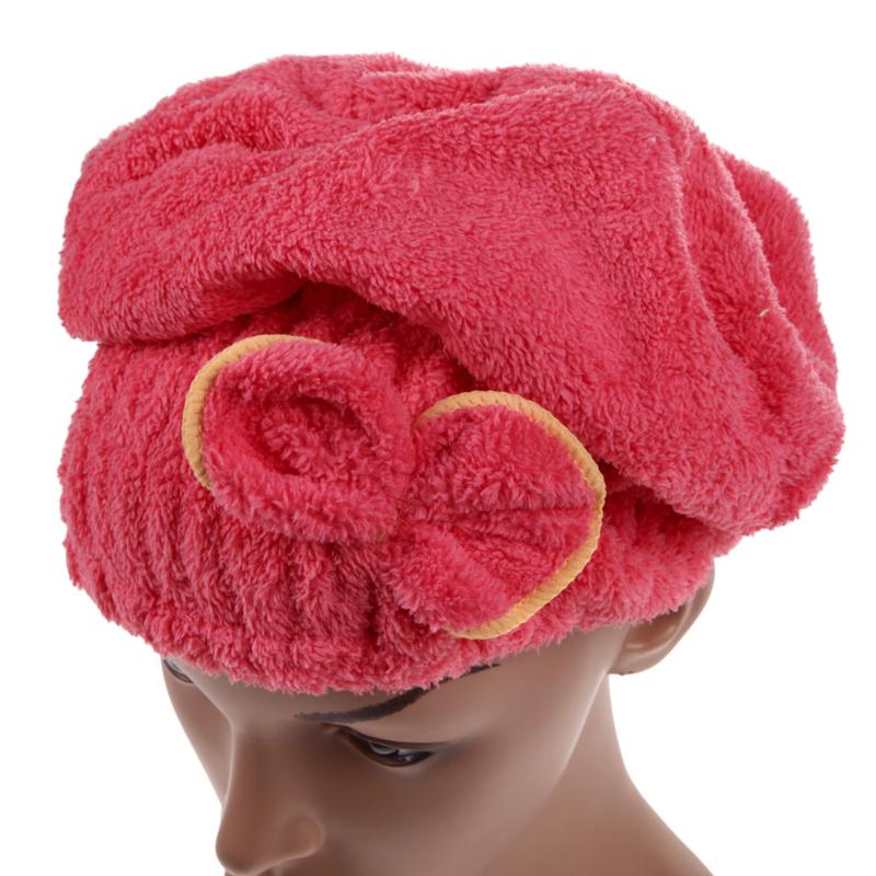 Hjem tekstil mikrofiber hår turban hurtigt tørt hår hat indpakket håndklæde bad: 4