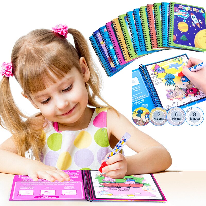 35 Style Montessori Set da disegno per giocattoli per bambini colorazione riutilizzabile libro magico per acqua tavolo da pittura per Doodle educativo precoce sensoriale