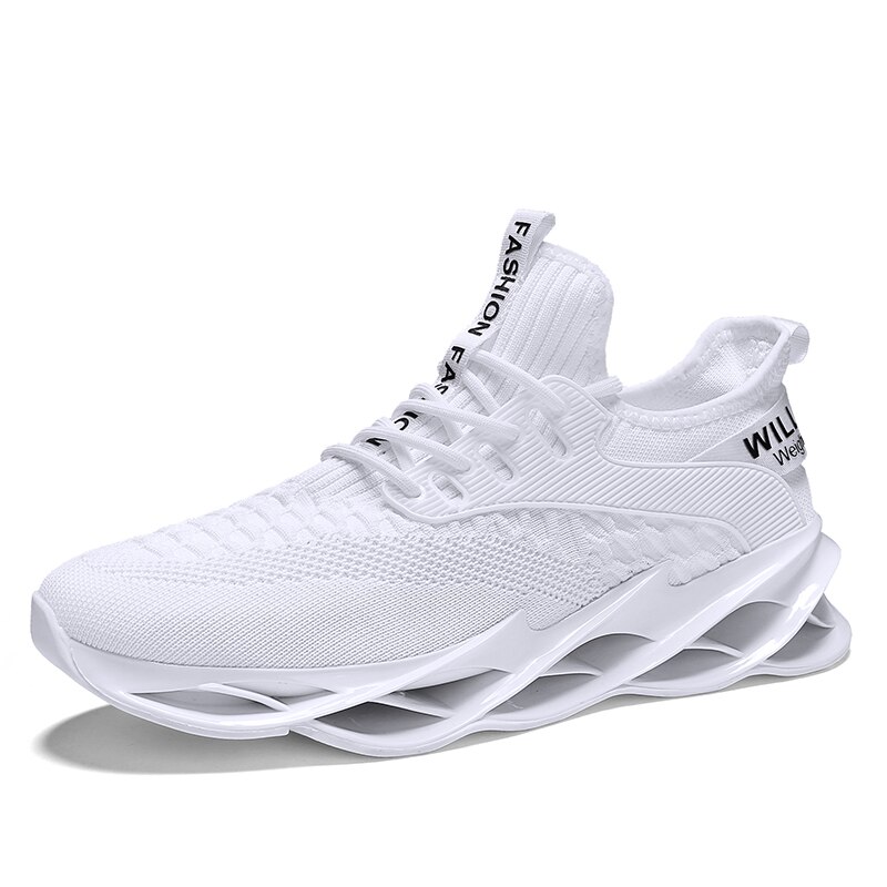 Mannen tennis schoenen blace air mesh demping chunky sok sneakers gym mannen jogging schoenen tenis masculino chaussure homme sport buty: White / 6.5