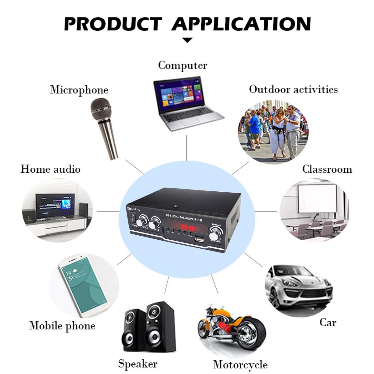 Mini HIFI 60W 220V Audio Powers Amplifier Home Theater Amplifiers Audio with Remote Control Support FM USB SDCards bluetooth