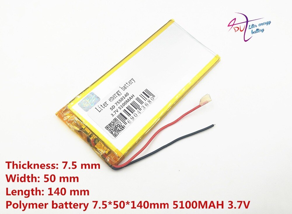 7550140 3.7V 5100mah Lithium Tablet polymer battery With Protection Board For GPS Tablet PC Digital Products