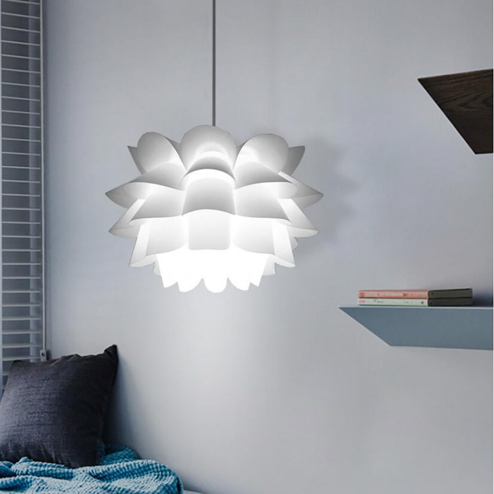 Diy lotus lysekrone pp pendel lampeskærm loft værelse dekoration puslespil lys moderne lampeskærm (blå)