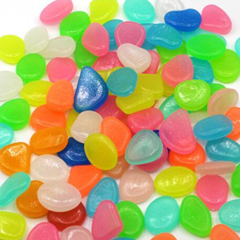 200PCS pcs Garden Glow in the Dark Luminous Pebbles for Walkways Plants Aquarium Decor Glow Stones Garden Decoration
