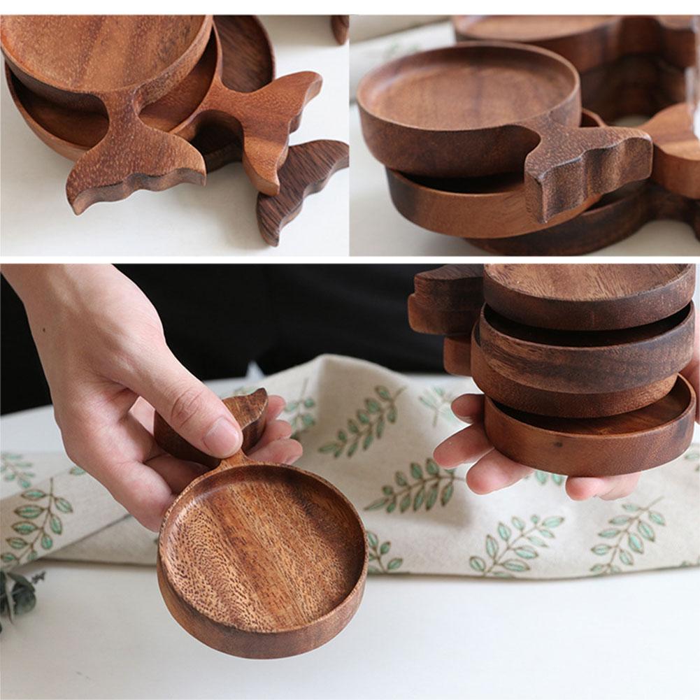 Holz Untertasse Akazie Holz Fisch Kreative Japanischen retro Hand bemalt Geschirr Tauchen Soße Platte Gewürz Gericht Nachtisch Tablett