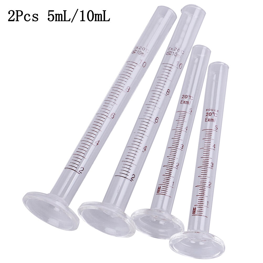 2Pcs 5Ml/10Ml Beroep Afgestudeerd Laboratorium Glazen Meten Cilinder Chemie Lab Uitloop Meet Chemie Measure Tool