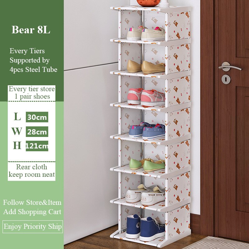 Standing Shoe Storage Rack Dustproof Shoes Cabinet Assemble Shoe Organizer Top Corner Closet Holder Amazing Shoe Cabinet: 8L-white