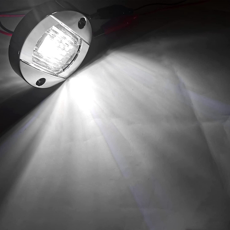 Luces interiores para barcos marinos de 4 piezas, luz de cortesía para cubierta de barco LED de 12V, 3 pulgadas, redonda, blanca, 6 LED, luz de anclaje de popa