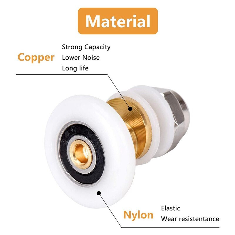 Retail 6PCS 27Mm Shower Door Rollers For The Bathroom Glass Sliding Door Pulleys Wheels Ultra-Quiet Shower Glass Door Rollers