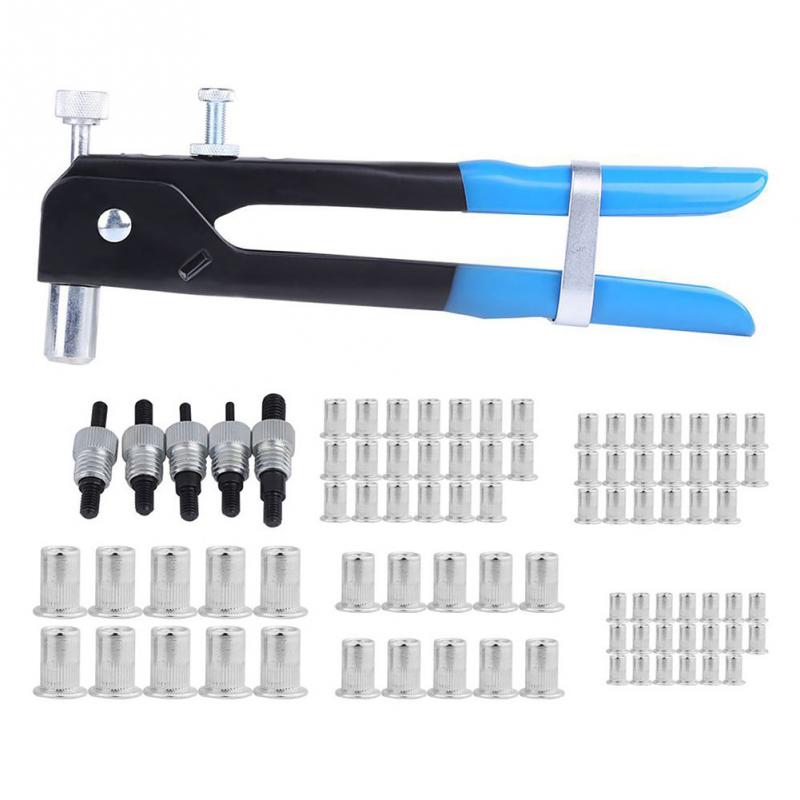 86pcs/set Steel Hand Tool Double Handle Heavy Duty Insert Repair Household Accessories Threaded Nut Manual Riveter
