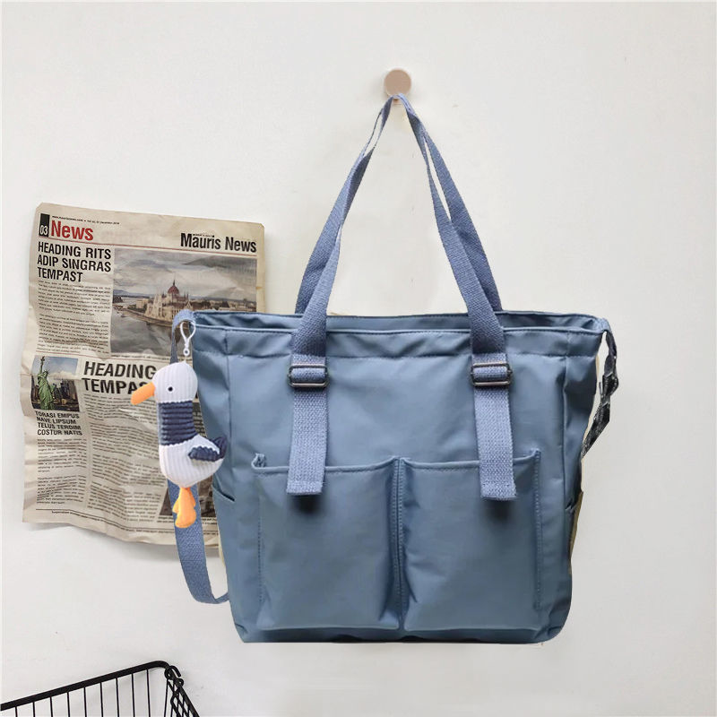 Wasserdichte Einkaufstasche Große Kapazität Leinwand Tasche Weibliche Umhängetaschen Japanische Schulter Tasche Taschen Schüler Schule Taschen Frauen Handtaschen: Grau