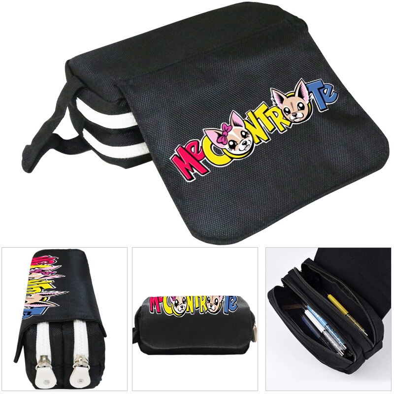 Lady Cosmetic Bag Girls Big Pencil Pouch Me Contro Te Pencil Case Oxford Cloth Double-layer Pencil Bag for School Student Boys: black 2