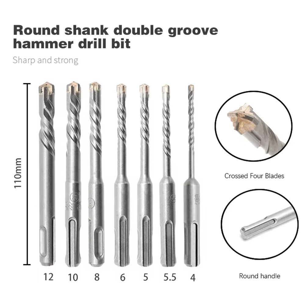 1 Uds puntas cruzadas hormigón SDS Plus broca 4 cortadores vástago redondo taladros de impacto 4/5/5,5/6/8/10/12mm broca de martillo eléctrico