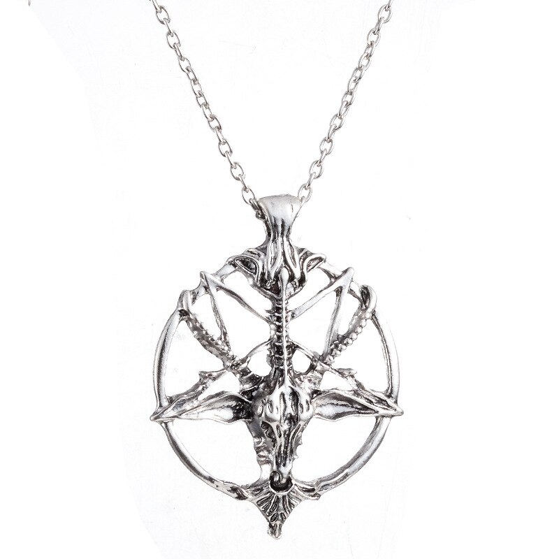 Skull sheep head victim round pendant necklace men retro punk hip hop accessories banquet jewelry bars